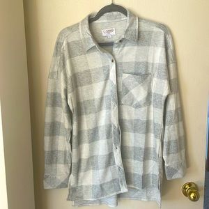 Grey and white lightweight flannel button up. TJ Maxx. Size S